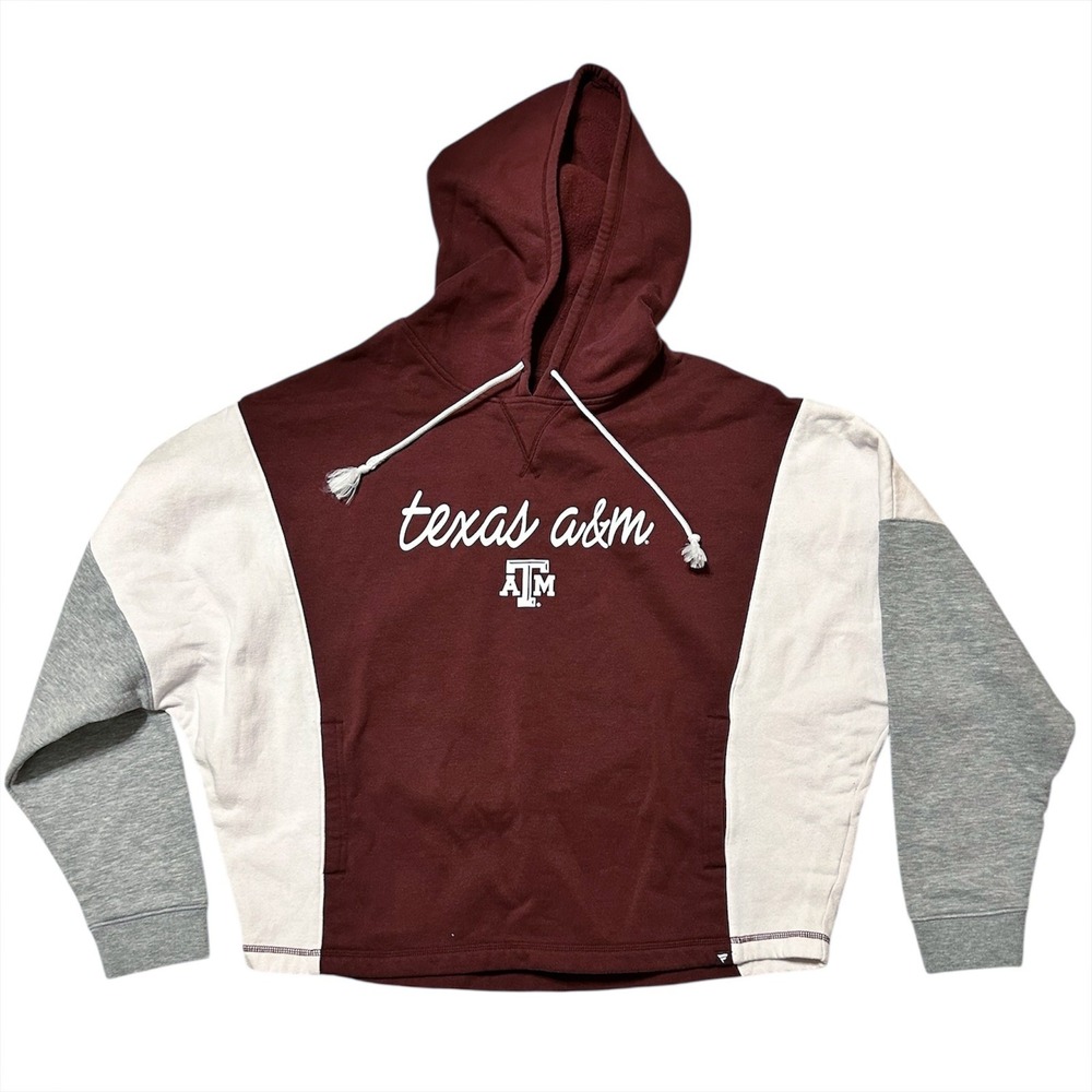 Texas A&M Hoodie Aggies Hooded Sweatshirt Womens XL Maroon White Relaxed Cropped